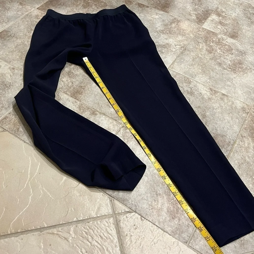 NEW Ann Taylor Pull On Straight Leg Navy Blue Dress Pants Elastic Waist Pockets - Picture 9 of 11